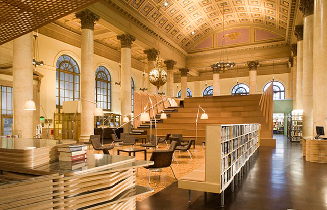 inside the RISD Fleet library, showing the openess of the space